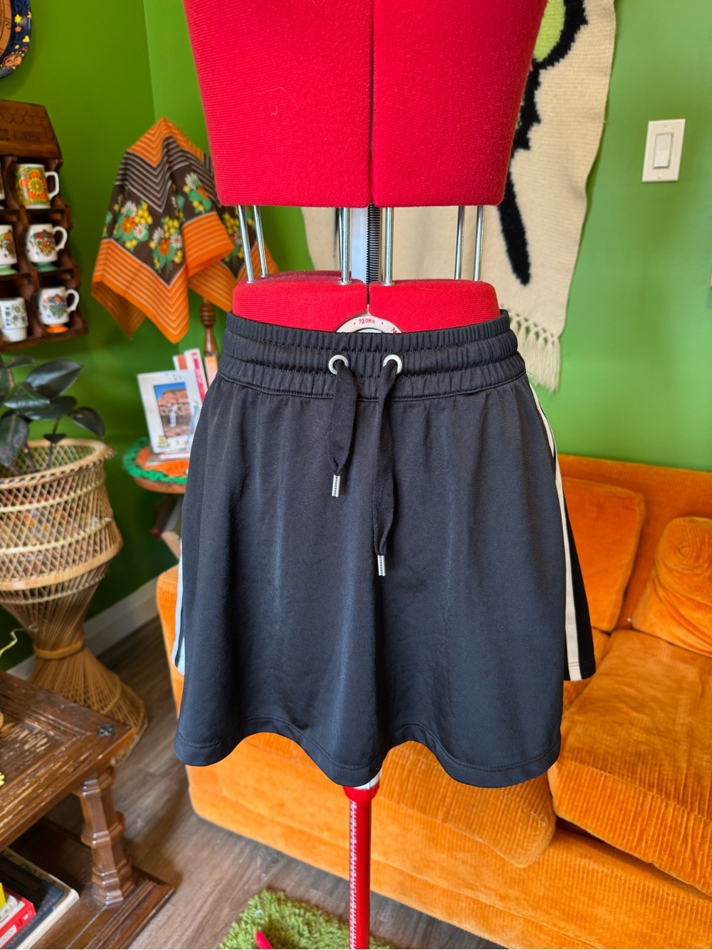 adidas Black Mini Skirt with White Side Stripes